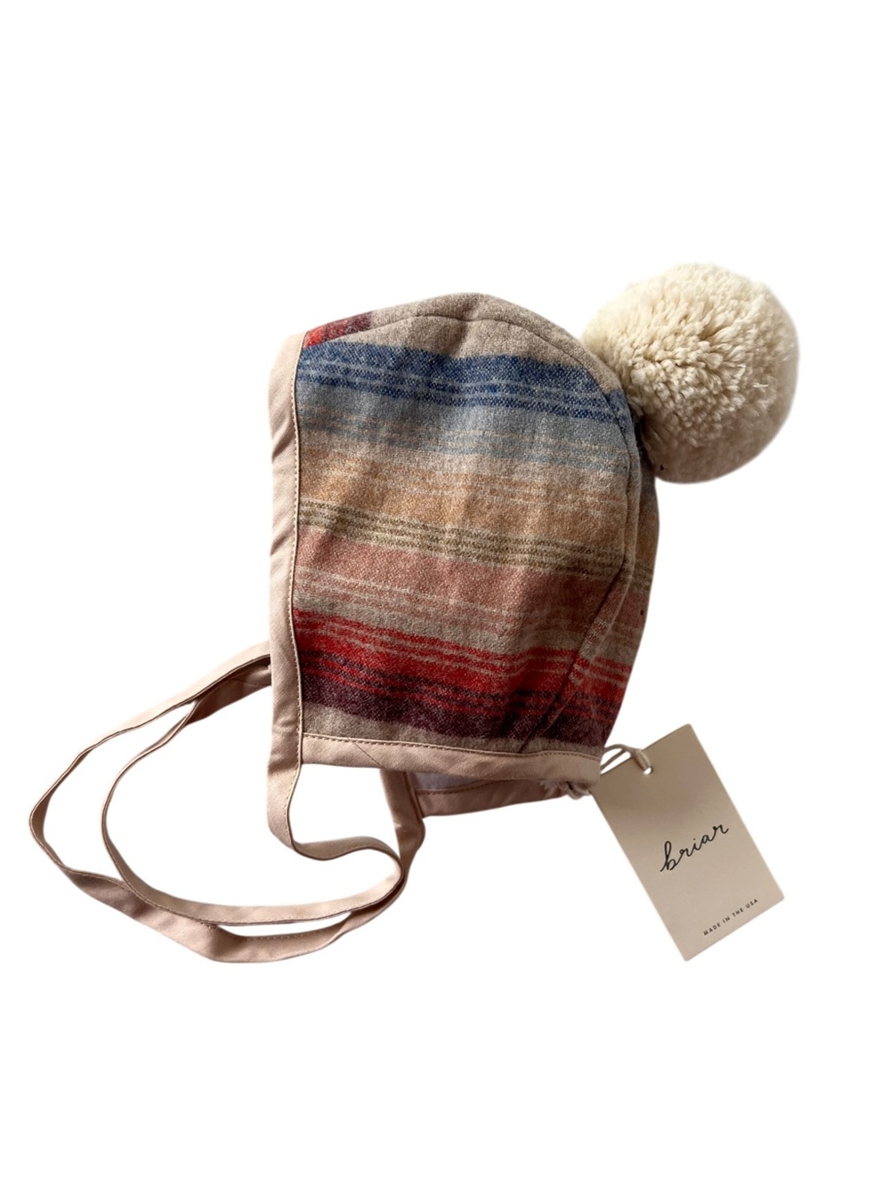 NEW Briar Baby Striped Pom Bonnet